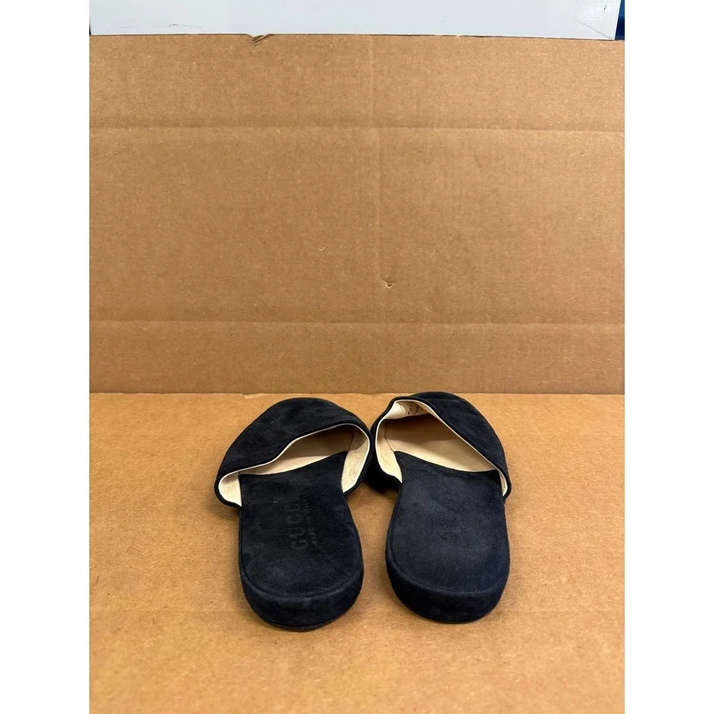 Gucci Suede Leather Slip On Designer Mules Slippers Black Mens Size 10D US